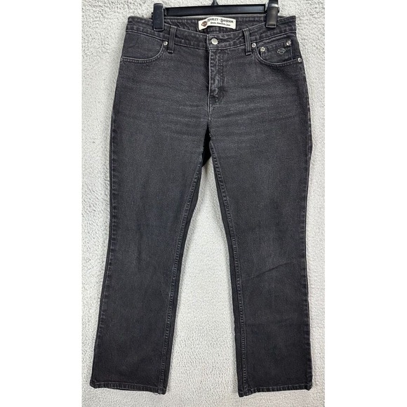 Harley-Davidson Denim - Harley Davidson Bootcut Jeans Women 10 Black Genuine Motorclothes Denim Mid Rise
